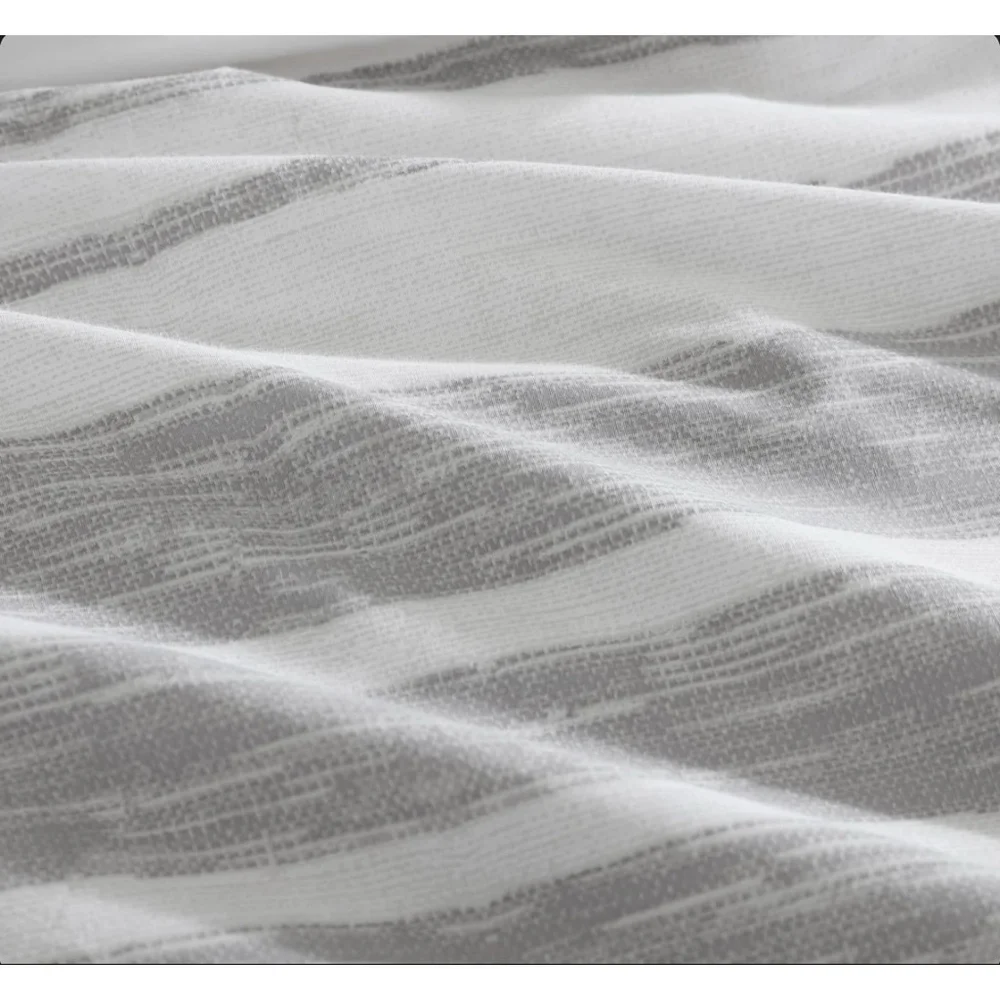Kenneth Cole Abstract Stripe Gray/White Full Queen Duvet 2 Sham Set NWT Mens Bed